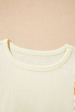 Load image into Gallery viewer, Suhkasana - Beige Floral Patchwork Batwing Sleeve Round Neck Blouse
