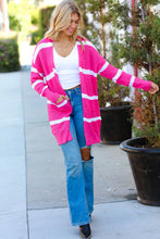 Load image into Gallery viewer, Hot Pink Stripe Open Sweater Cardigan
