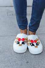Load image into Gallery viewer, Christmas Reindeer Print Fleece Slippers
