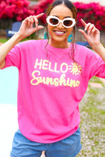 Load image into Gallery viewer, Feeling Joyful &quot;Hello Sunshine&quot; Embroidered French Terry Top
