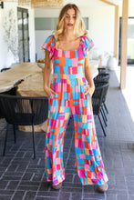 Load image into Gallery viewer, Scarlet &amp; Aqua Geometric Print Wide Leg Jumpsuit
