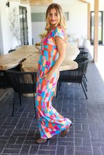 Load image into Gallery viewer, Scarlet &amp; Aqua Geometric Print Wide Leg Jumpsuit
