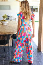 Load image into Gallery viewer, Scarlet &amp; Aqua Geometric Print Wide Leg Jumpsuit
