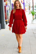 Load image into Gallery viewer, Simply Merry Burnt Red Animal Print Mock Neck Tiered Dress
