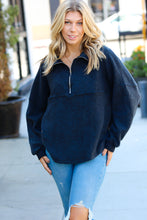 Load image into Gallery viewer, Charcoal Half Zip Hacci Pullover Sweater
