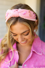 Load image into Gallery viewer, Barbie Pink Pearl Embellished Top Knot Headband
