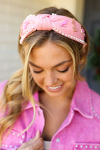 Load image into Gallery viewer, Barbie Pink Pearl Embellished Top Knot Headband
