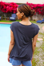 Load image into Gallery viewer, Charming In Charcoal Asymmetrical Shirred Modal Top
