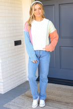 Load image into Gallery viewer, Turn Heads Sage &amp; Mauve Color Block Cable Knit Sweater
