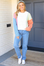 Load image into Gallery viewer, Turn Heads Sage &amp; Mauve Color Block Cable Knit Sweater
