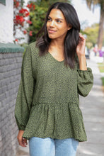 Load image into Gallery viewer, Moss Green Leopard Wool Dobby Woven Knit Top
