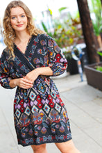Load image into Gallery viewer, Straight To My Heart Charcoal Boho Paisley Surplice Dress
