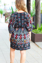 Load image into Gallery viewer, Straight To My Heart Charcoal Boho Paisley Surplice Dress
