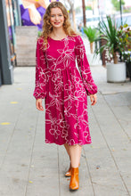 Load image into Gallery viewer, Sangria Fit &amp; Flare Floral Print Midi Dress
