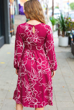 Load image into Gallery viewer, Sangria Fit &amp; Flare Floral Print Midi Dress
