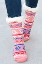 Load image into Gallery viewer, Blush Holiday Sherpa Traction Bottom Slipper Socks

