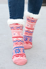 Load image into Gallery viewer, Blush Holiday Sherpa Traction Bottom Slipper Socks

