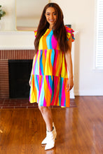 Load image into Gallery viewer, Eyes On You Multicolor Abstract Print Smocked Ruffle Sleeve Dress
