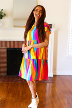 Load image into Gallery viewer, Eyes On You Multicolor Abstract Print Smocked Ruffle Sleeve Dress
