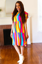 Load image into Gallery viewer, Eyes On You Multicolor Abstract Print Smocked Ruffle Sleeve Dress
