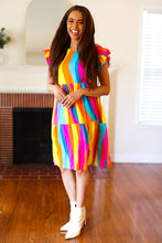 Load image into Gallery viewer, Eyes On You Multicolor Abstract Print Smocked Ruffle Sleeve Dress
