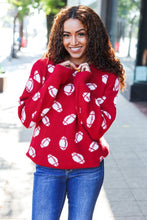 Load image into Gallery viewer, Game Day Red Football Print Jacquard Knit Sweater
