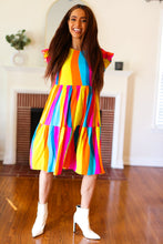 Load image into Gallery viewer, Eyes On You Multicolor Abstract Print Smocked Ruffle Sleeve Dress
