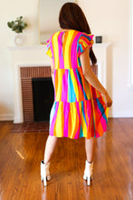 Load image into Gallery viewer, Eyes On You Multicolor Abstract Print Smocked Ruffle Sleeve Dress
