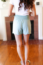 Load image into Gallery viewer, Seafoam Smocked Waist Scalloped Shorts
