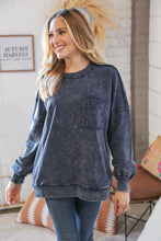 Load image into Gallery viewer, Blackberry Acid Wash Cotton Pullover with Side Pockets
