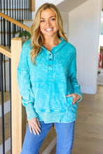 Load image into Gallery viewer, Call On Me Teal French Terry Snap Button Hoodie
