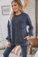 Load image into Gallery viewer, Blackberry Acid Wash Cotton Pullover with Side Pockets
