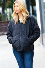 Load image into Gallery viewer, Eyes On You Black Quilted Puffer Jacket
