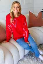 Load image into Gallery viewer, Make You Smile Red Heart Jacquard Oversized Sweater
