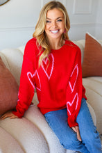 Load image into Gallery viewer, Make You Smile Red Heart Jacquard Oversized Sweater
