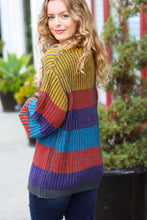 Load image into Gallery viewer, Take All of Me Mustard &amp; Cerulean Stripe Oversized Sweater
