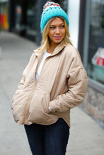 Load image into Gallery viewer, Eyes On You Taupe Quilted Puffer Jacket
