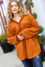Load image into Gallery viewer, Only For You Rust Waffle Button Down Oversized Shacket
