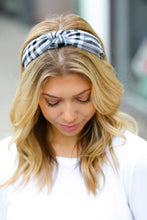 Load image into Gallery viewer, Black &amp; White Christmas Plaid Top Knot Headband
