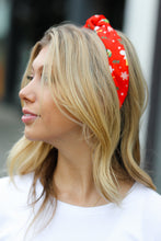 Load image into Gallery viewer, Red Christmas Print Top Knot Headband
