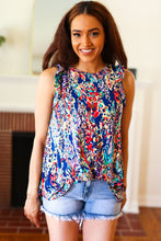 Load image into Gallery viewer, Weekend Ready Navy Floral Ruffle Sleeveless Top
