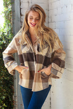 Load image into Gallery viewer, Brown &amp; Black Plaid Jacket with Side Pockets
