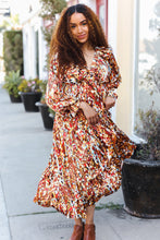 Load image into Gallery viewer, Feeling Femme Mocha Floral Print V Neck Satin Maxi Dress
