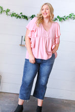 Load image into Gallery viewer, Soft Pink Swiss Dot Ruffle Woven Top
