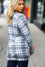 Load image into Gallery viewer, Cozy Grey Plaid Double Brushed Hacci Pullover
