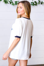 Load image into Gallery viewer, Off White Distressed Star Terry Puff Short Sleeve Top
