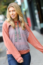 Load image into Gallery viewer, Rust Check Print Peekaboo Cut Out Hoodie
