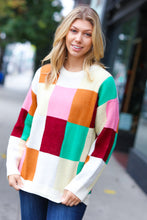 Load image into Gallery viewer, Adorable Ivory &amp; Camel Checker Jacquard Knit Sweater

