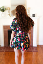 Load image into Gallery viewer, Multicolor Floral Surplice Short Sleeve Pocketed Romper
