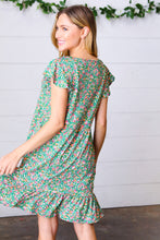 Load image into Gallery viewer, Emerald Green Floral Babydoll Midi Dress
